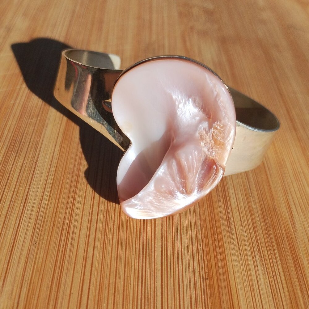 Jay King DTR mine finds large blister pearl cuff bracelet 925 Sterling Silver,